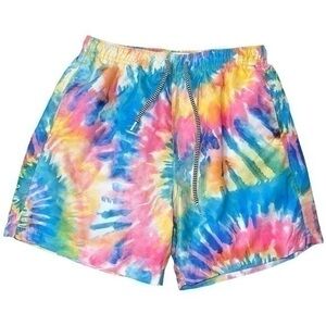 Boardies Men’s Size S Pink Blue Yellow Tie Dye Swim Trunks Bathing Suit